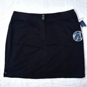 NWT Karen Scott Black Woven Skort Size 16 Utility Pockets Skirt Shorts Women's